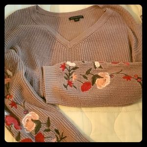 American Eagle embroidered bell sleeve sweater